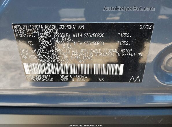 JTMABABAXPA034252 2023 SUBARU SOLTERRA Gray 