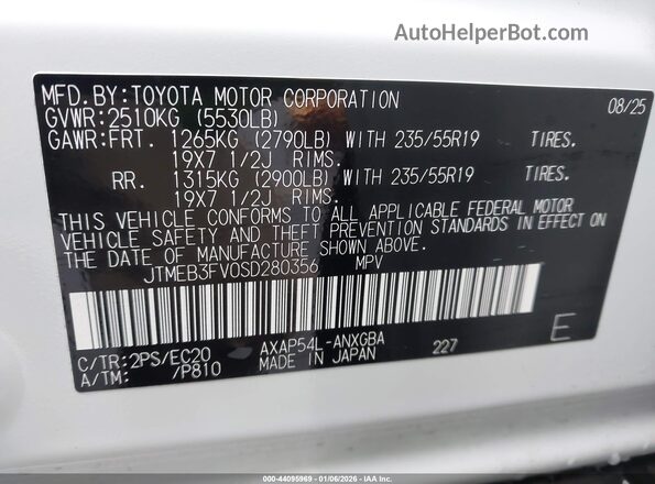 JTMEB3FV0SD280356 2025 TOYOTA RAV4 PLUG-IN HYBRID White Engine compartment view