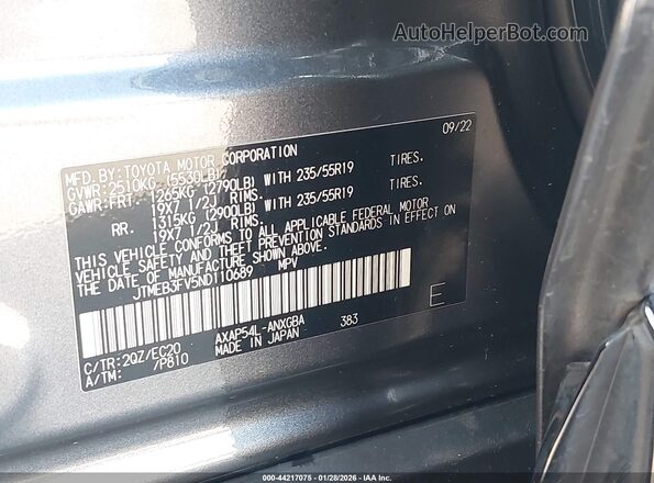 JTMEB3FV5ND110689 2022 TOYOTA RAV4 PRIME Green Engine compartment view