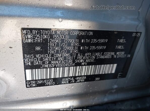 JTMEB3FV8SD245354 2025 TOYOTA RAV4 PLUG-IN HYBRID Silver Շարժիչի բաժամունքի տեսք