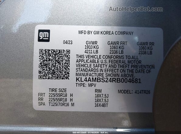KL4AMBS24RB004681 2024 BUICK ENCORE Silver Շարժիչի բաժամունքի տեսք