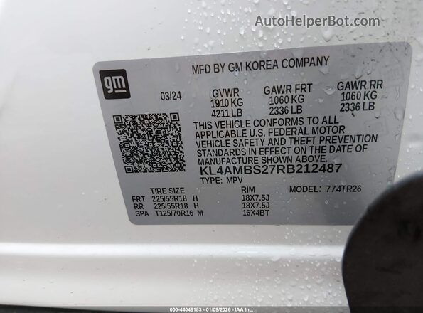 KL4AMBS27RB212487 2024 BUICK ENCORE White Engine compartment view