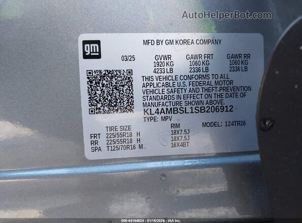 KL4AMBSL1SB206912 2025 BUICK ENCORE Gray 