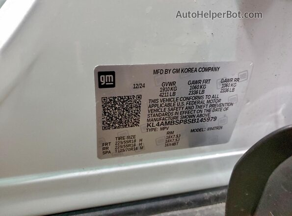 KL4AMBSP8SB145979 2025 BUICK ENCORE White 360 interior view