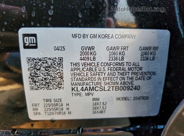 KL4AMCSL2TB009240 2026 BUICK ENCORE Black Панорамний вид салону 360°