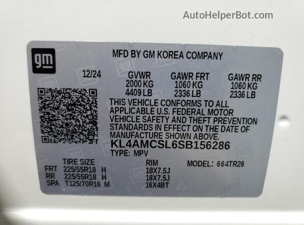 KL4AMCSL6SB156286 2025 BUICK ENCORE White 