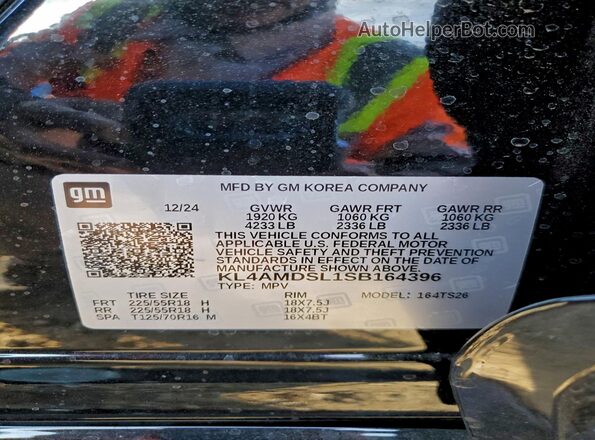 KL4AMDSL1SB164396 2025 BUICK ENCORE Black VIN կոդի պիտակի տեսք