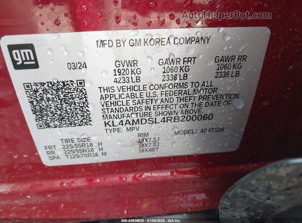 KL4AMDSL4RB200060 2024 BUICK ENCORE Burgundy Engine compartment view