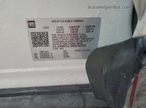 KL4AMESL3RB150502 2024 BUICK ENCORE White VIN sticker view