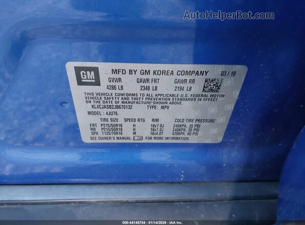 KL4CJASB2JB670132 2018 BUICK ENCORE Blue 