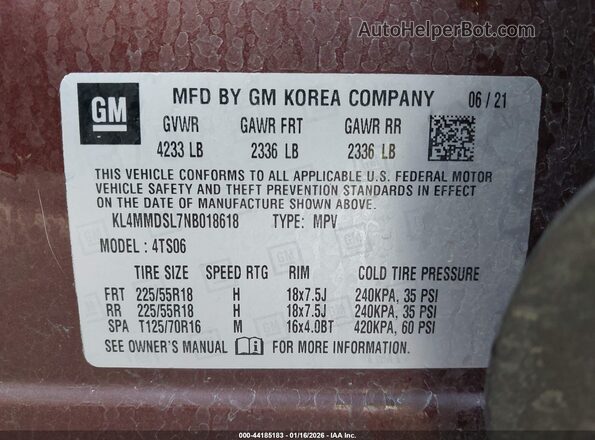 KL4MMDSL7NB018618 2022 BUICK ENCORE Maroon Engine compartment view
