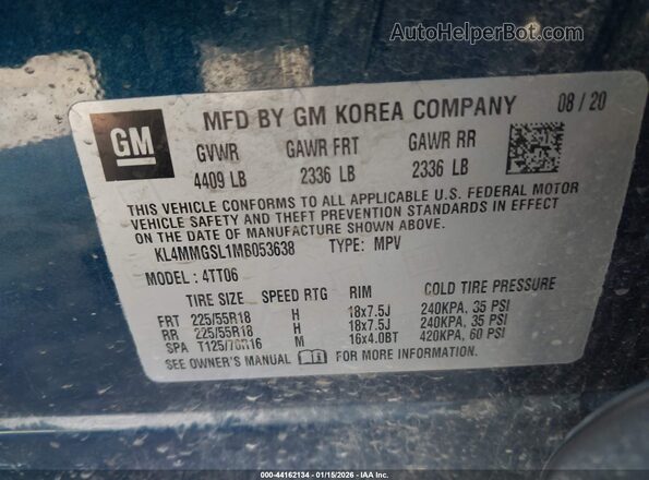 KL4MMGSL1MB053638 2021 BUICK ENCORE Blue Вид підкапотного простору