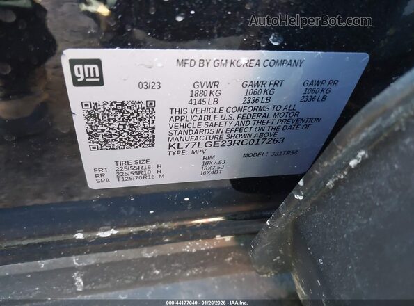 KL77LGE23RC017263 2024 CHEVROLET TRAX Black Շարժիչի բաժամունքի տեսք