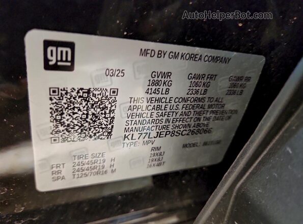 KL77LJEP8SC268066 2025 CHEVROLET TRAX Black VIN կոդի պիտակի տեսք