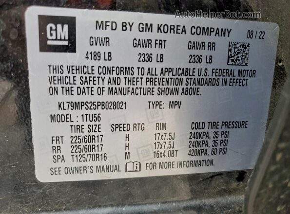 KL79MPS25PB028021 2023 CHEVROLET TRAILBLAZER Black Vista de la etiqueta del VIN