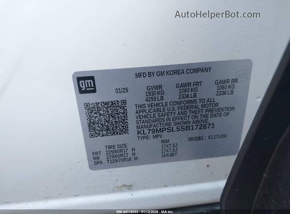 KL79MPSL5SB172671 2025 CHEVROLET TRAILBLAZER White Вид підкапотного простору