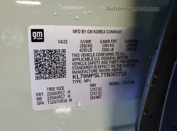 KL79MPSL7TB007710 2026 CHEVROLET TRAILBLAZER Green Вид підкапотного простору