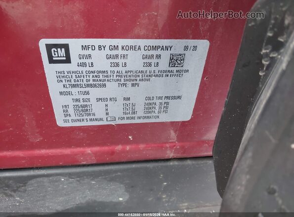 KL79MRSL5MB062699 2021 CHEVROLET TRAILBLAZER Red Շարժիչի բաժամունքի տեսք