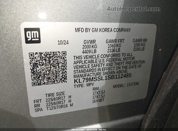 KL79MSSL1SB112485 2025 CHEVROLET TRAILBLAZER Gray Շարժիչի բաժամունքի տեսք