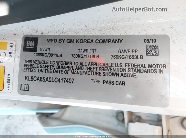 KL8CA6SA0LC417407 2020 CHEVROLET SPARK Light Blue Вид подкапотного пространства