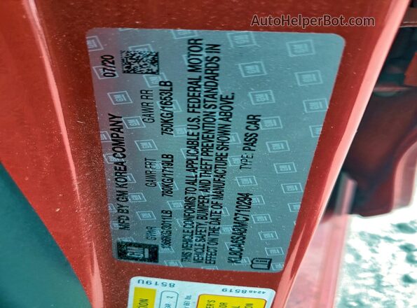 KL8CA6SA8MC710294 2021 CHEVROLET SPARK Red 