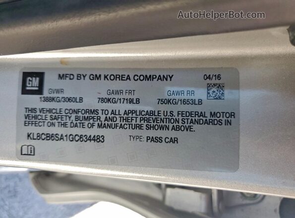 KL8CB6SA1GC634483 2016 CHEVROLET SPARK Silver ძრავის განყოფილების ხედი