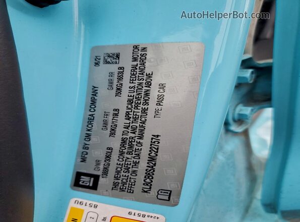 KL8CB6SA2MC227574 2021 CHEVROLET SPARK Blue 