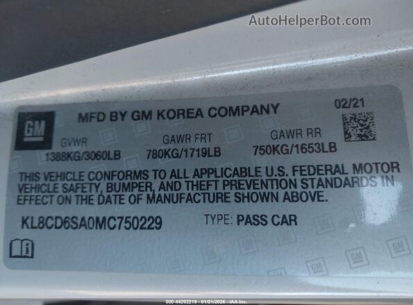 KL8CD6SA0MC750229 2021 CHEVROLET SPARK Cream 