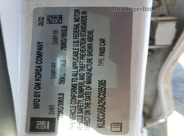 KL8CD6SA2NC025085 2022 CHEVROLET SPARK White ძრავის განყოფილების ხედი
