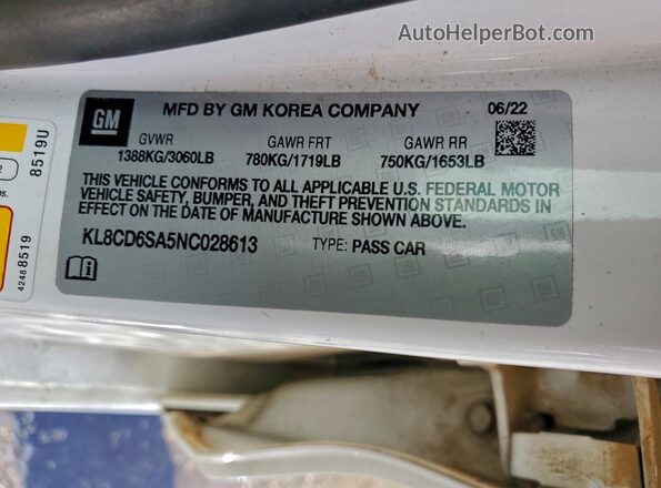 KL8CD6SA5NC028613 2022 CHEVROLET SPARK White Widok komory silnika