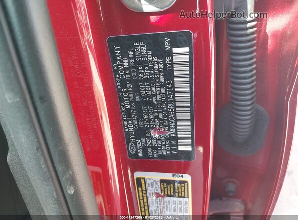 KM8HACAB5RU147143 2024 HYUNDAI KONA Red Widok komory silnika
