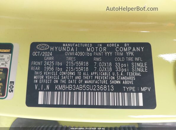 KM8HB3AB5SU236813 2025 HYUNDAI KONA Green 