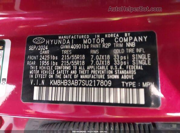 KM8HB3AB7SU217809 2025 HYUNDAI KONA Red Widok komory silnika