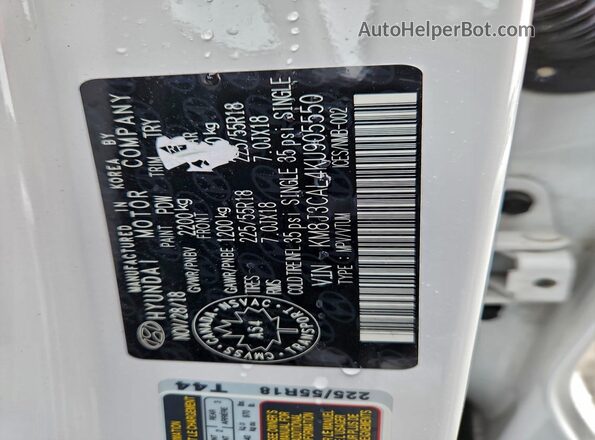 KM8J3CAL4KU905550 2019 HYUNDAI TUCSON White Панорамний вид салону 360°