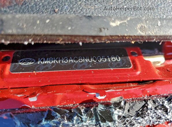 KM8KH3AC8NU005180 2022 HYUNDAI KONA Red Շարժիչի բաժամունքի տեսք