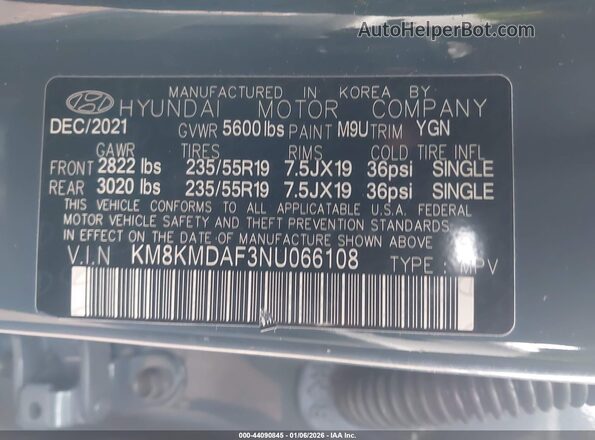 KM8KMDAF3NU066108 2022 HYUNDAI IONIQ 5 Gray 