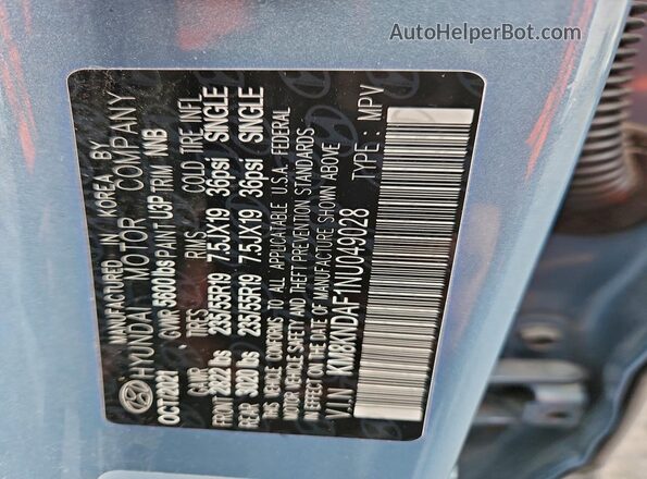 KM8KNDAF1NU049028 2022 HYUNDAI IONIQ Синий Вид подкапотного пространства