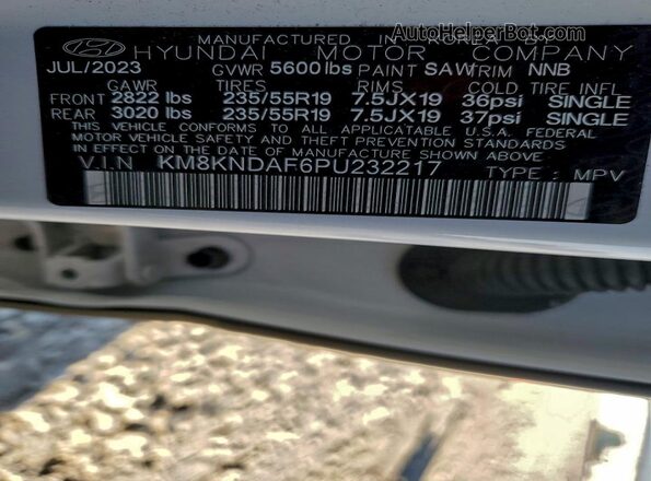 KM8KNDAF6PU232217 2023 HYUNDAI IONIQ White 360 interior view