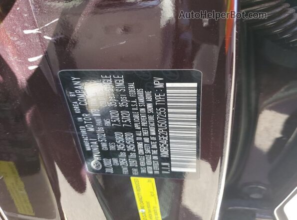 KM8R54GE2PU507255 2023 HYUNDAI PALISADE Burgundy VIN კოდის სტიკერის ხედი