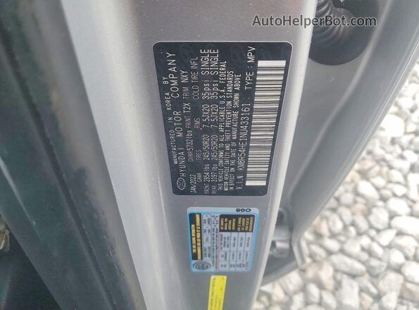 KM8R54HE1NU433161 2022 HYUNDAI PALISADE Серебряный Вид наклейки с VIN-кодом