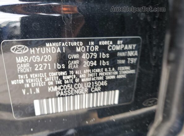 KMHC05LC0LU215046 2020 HYUNDAI IONIQ Black 
