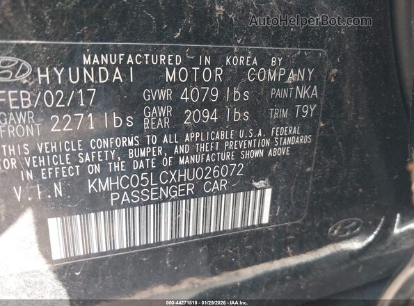 KMHC05LCXHU026072 2017 HYUNDAI IONIQ HYBRID Black 