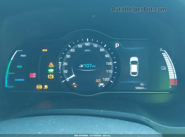 KMHC05LH2KU048926 2019 HYUNDAI IONIQ ELECTRIC Silver უკანა სავარძლების ხედი