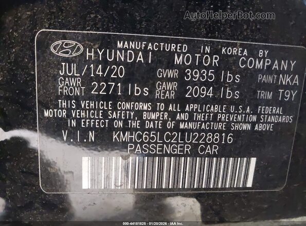 KMHC65LC2LU228816 2020 HYUNDAI IONIQ HYBRID Black Vista del compartimento del motor