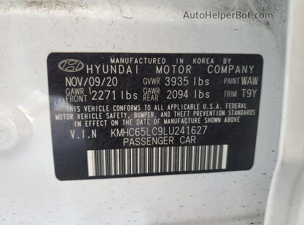 KMHC65LC9LU241627 2020 HYUNDAI IONIQ White 