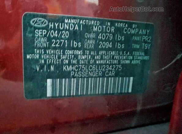 KMHC75LC6LU234275 2020 HYUNDAI IONIQ Red Widok komory silnika