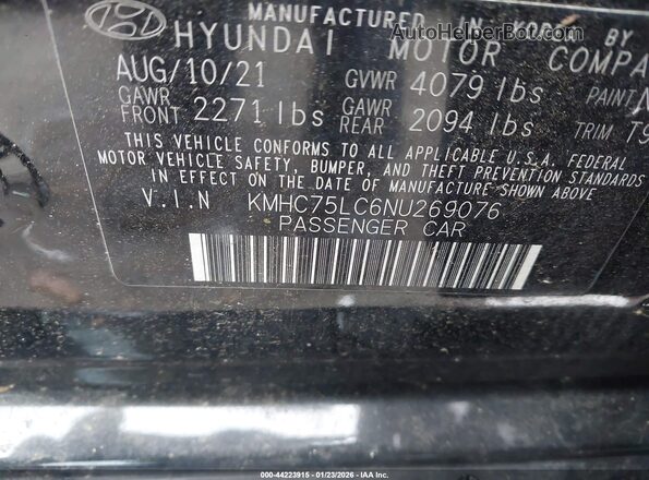 KMHC75LC6NU269076 2022 HYUNDAI IONIQ HYBRID Black Вид підкапотного простору