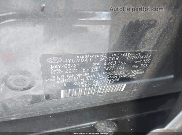 KMHC75LD9MU259584 2021 HYUNDAI IONIQ PLUG-IN HYBRID Gray 