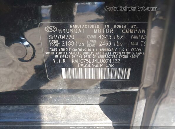 KMHC75LJ4LU074122 2020 HYUNDAI IONIQ ELECTRIC Black Вид підкапотного простору