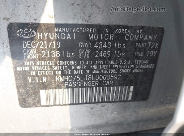 KMHC75LJ8LU063592 2020 HYUNDAI IONIQ ELECTRIC Gray Շարժիչի բաժամունքի տեսք